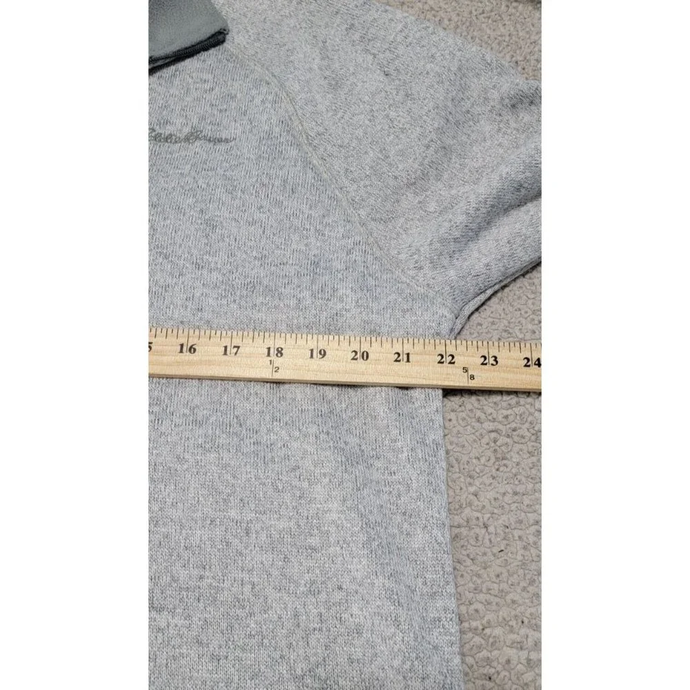 EDDIE BAUER Men’s Large Gray Fleece-Lined‎ Sweater Pullover 1/2 Zip Long Sleeve